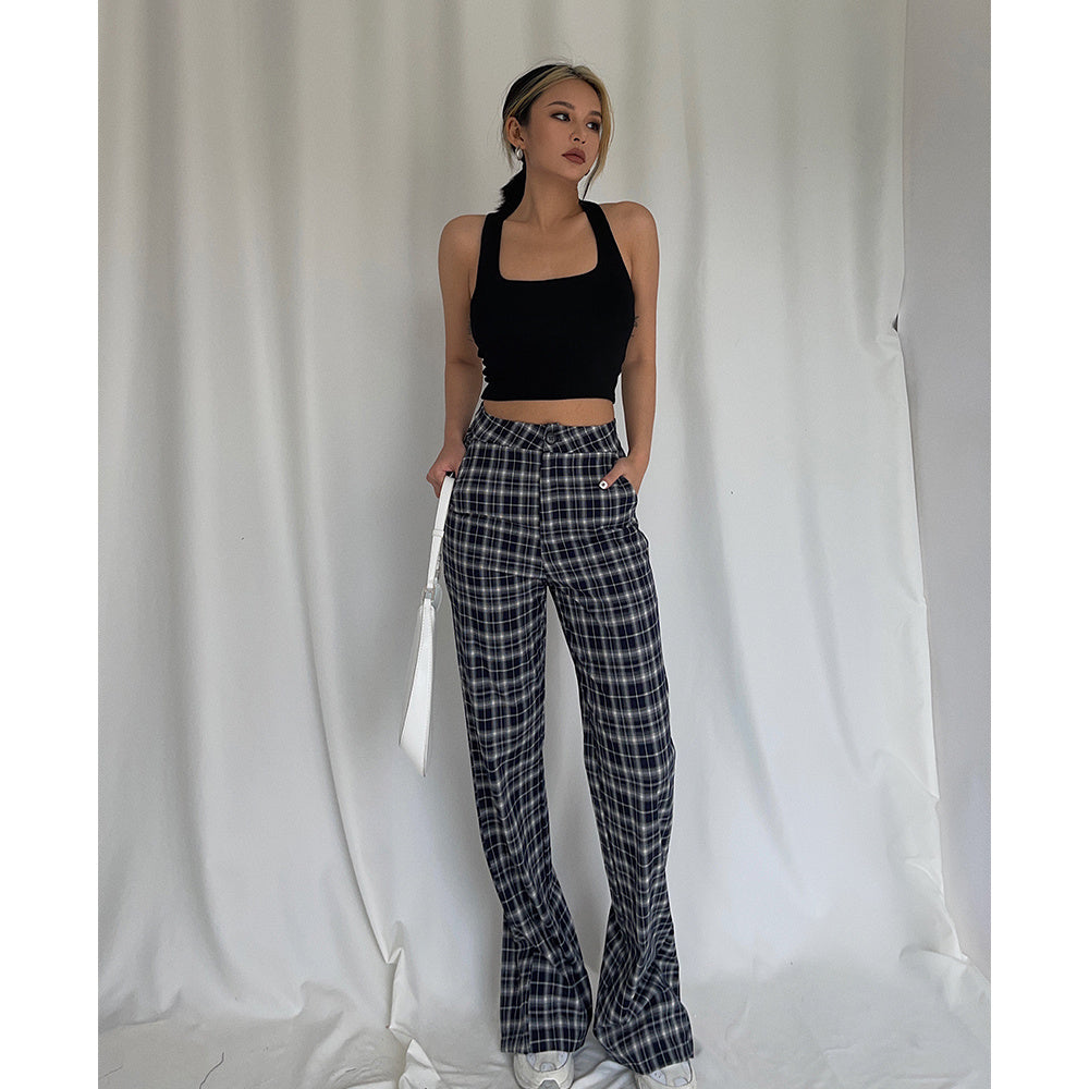 Check Mate  Plaid Flare Pants