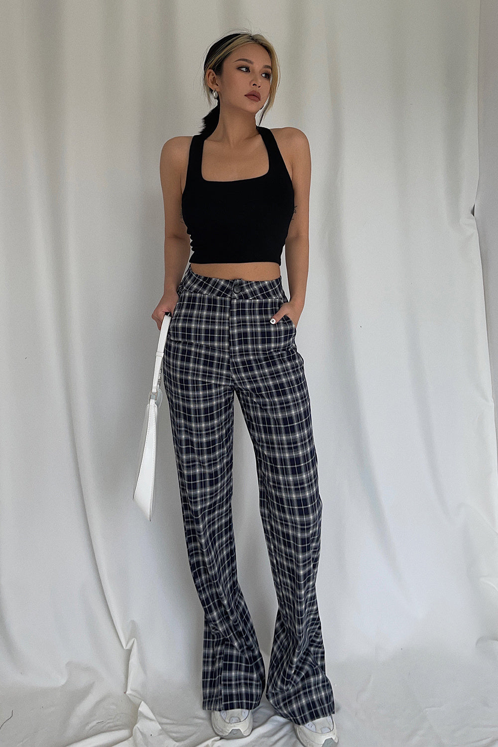 Check Mate  Plaid Flare Pants