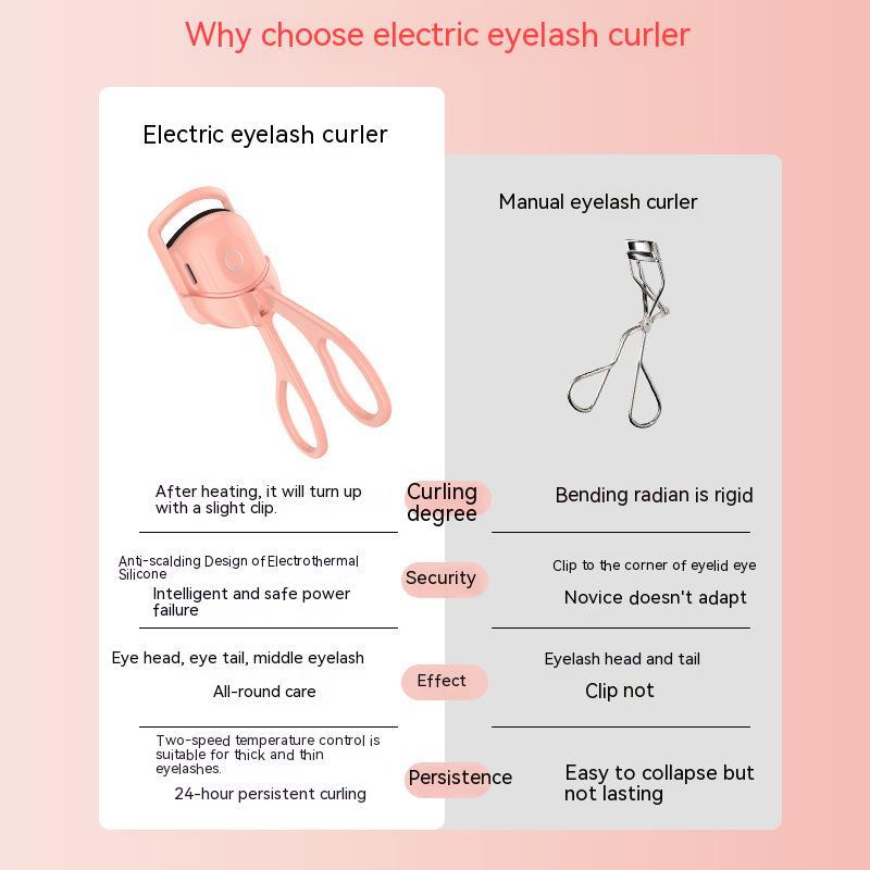 Portable Electric Heated Eyelash Curler – Long-Lasting Curls & Thermal Lash Comb for Effortless Eye Makeup