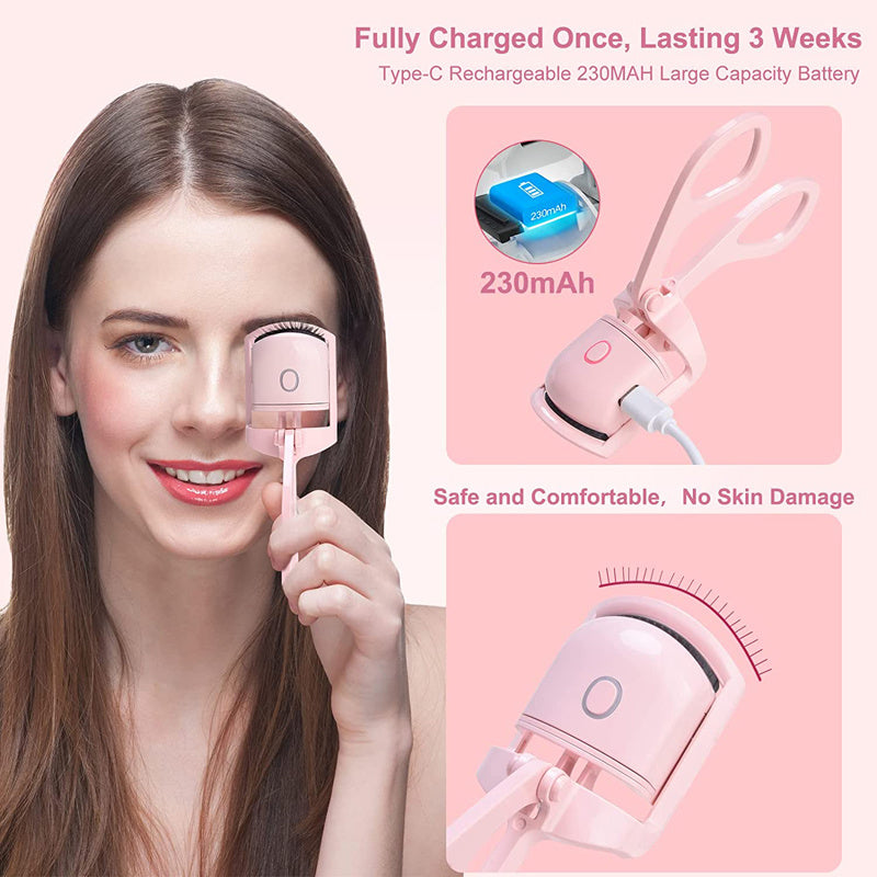 Portable Electric Heated Eyelash Curler – Long-Lasting Curls & Thermal Lash Comb for Effortless Eye Makeup