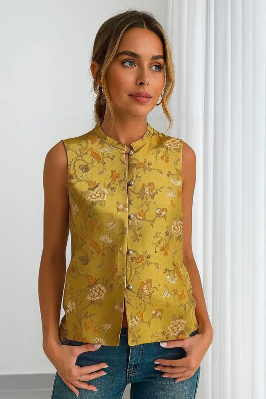 Vintage Satin Silk A-Line Vest