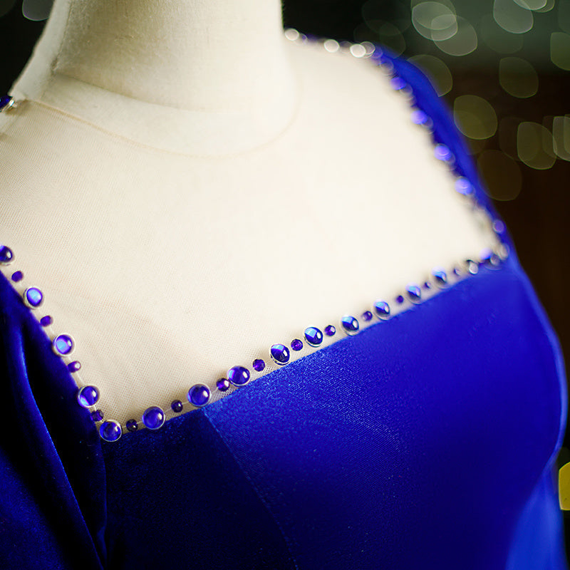 Robe en velours français – Bleu 