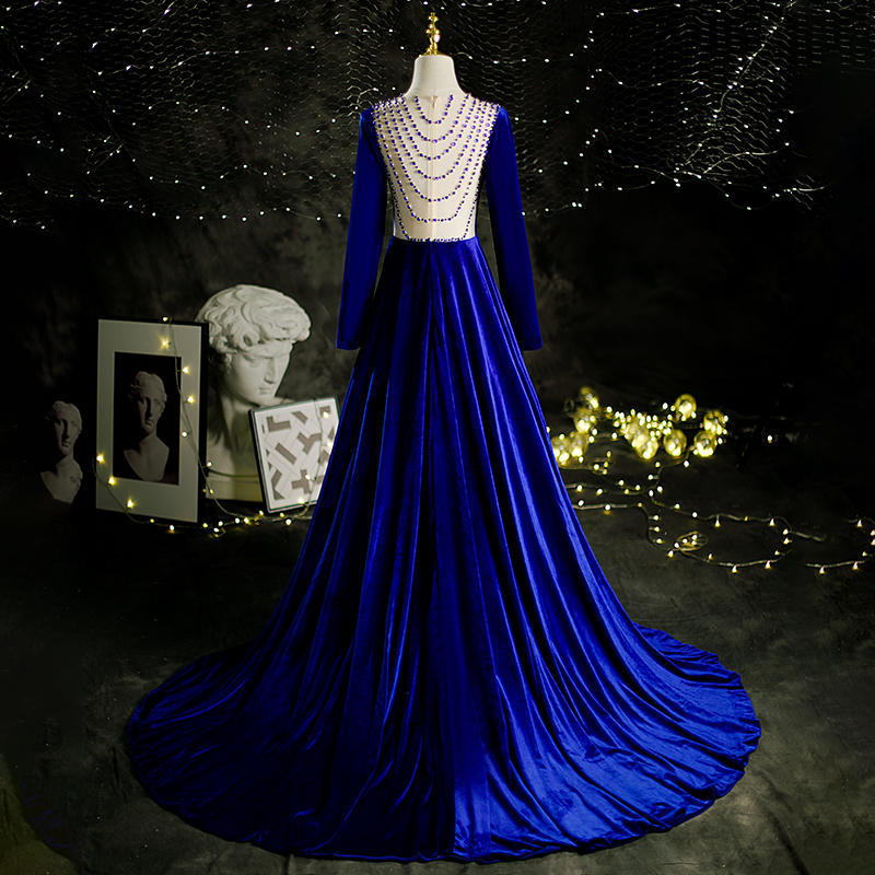 Robe en velours français – Bleu 