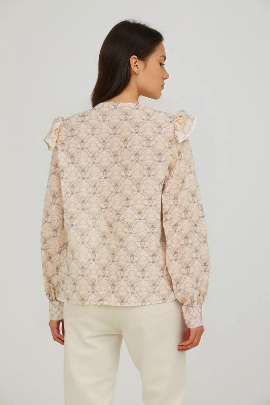 Shadowlight Tulle-Print Long Sleeve Shirt