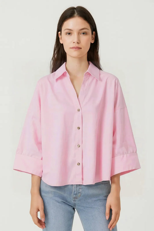 Linen-Blend V-Neck Cardigan Shirt