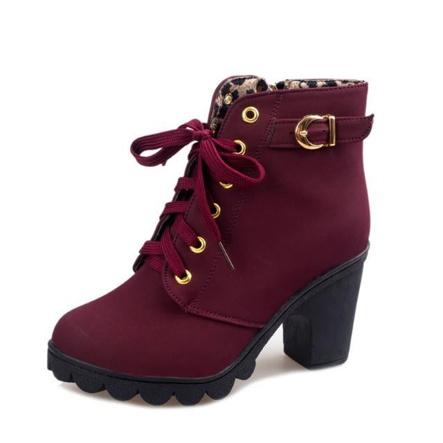 Women's Cross Strappy Martin Boots – Stylish Ankle Booties with Lace-Up Design