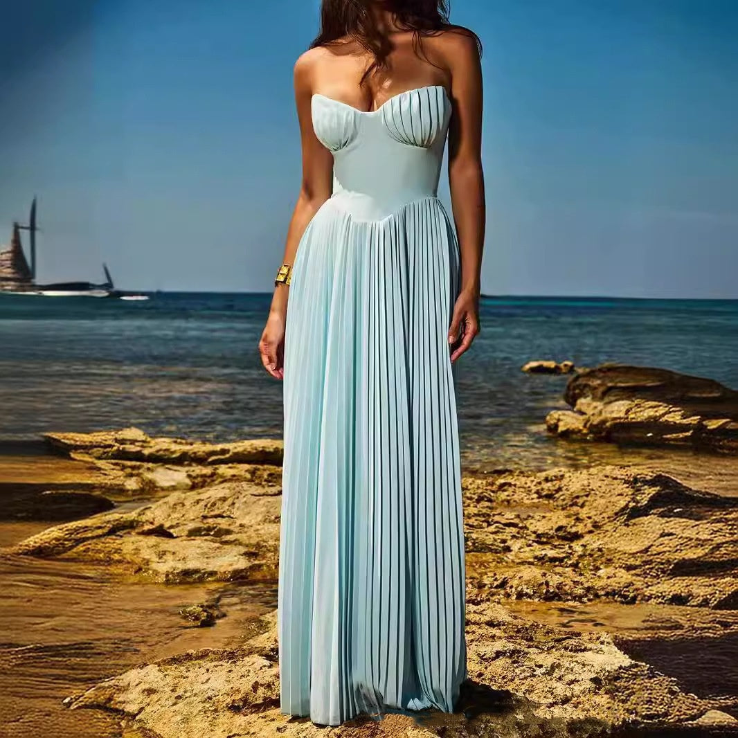 Robe longue bustier froncée Blue Moon Allure