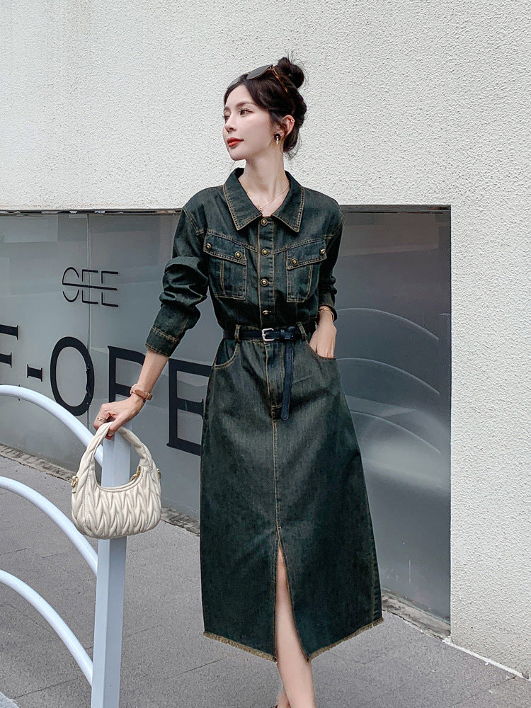 Robe trapèze rétro intemporelle en jean