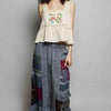 POL Printed Patchwork Embroidered Ruffled Skirt