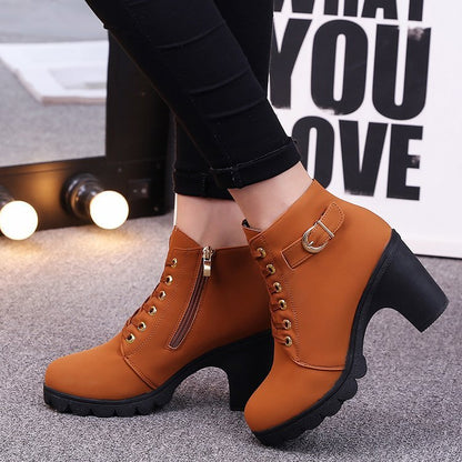 Women's Cross Strappy Martin Boots – Stylish Ankle Booties with Lace-Up Design