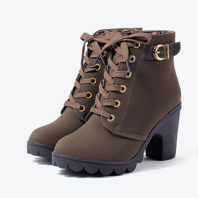 Women's Cross Strappy Martin Boots – Stylish Ankle Booties with Lace-Up Design