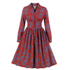 Morning Bloom Vintage Lapel A-Line Dress