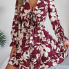 Tied Ruffled Printed Long Sleeve Dress