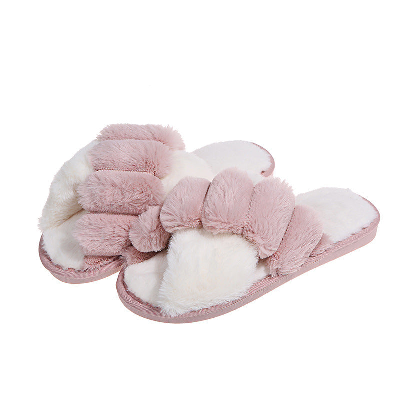 Fluff Me Up Cross-Strap Slides" 