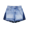 Two-Tone Patchwork Denim Shorts