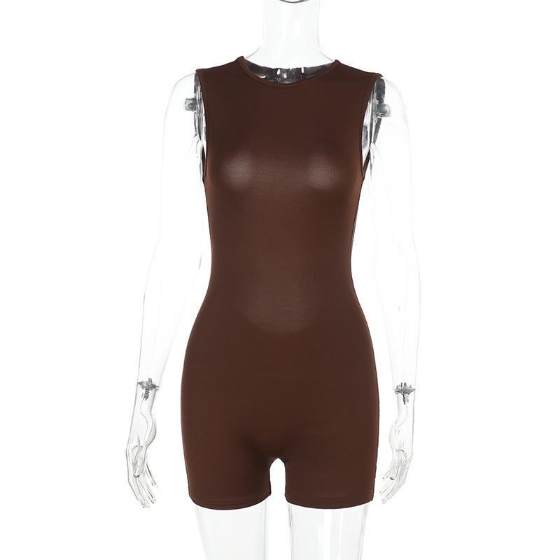 Sculpted Moves Backless Sleeveless Romper