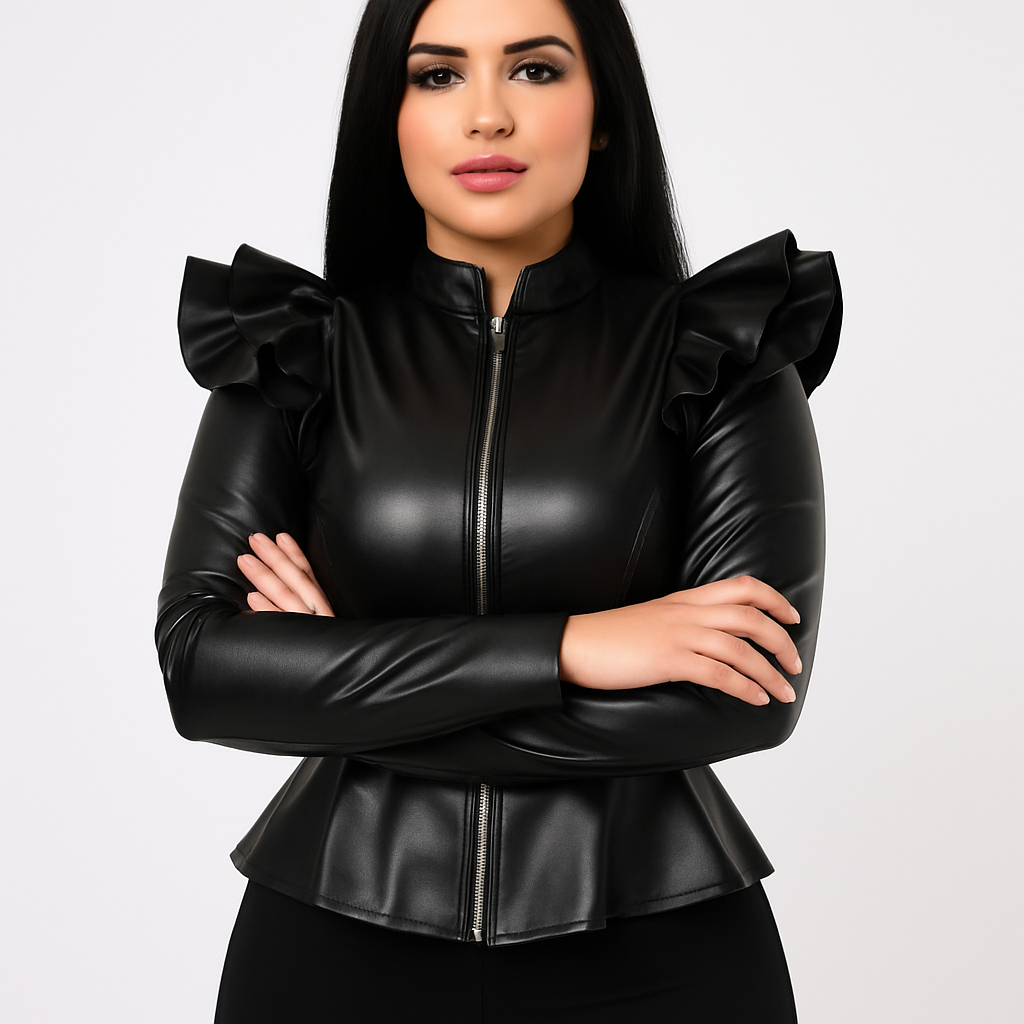Ruffled Leather Jacket
