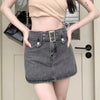 Vintage Buckle Waist Denim Mini Skirt