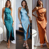 Retour pour plus de robe dos nu en satin