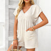 All Set Babe V Neck Drop Shoulder Romper