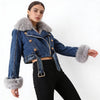 Detachable Fox Fur Rabbit Denim Coat