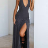 Polka Dot Halter Neck Maxi Dress