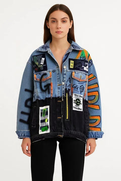 Priscy Stitching Denim Cardigan