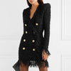 Midnight Luxe Fringe Woolen Jacket Dress