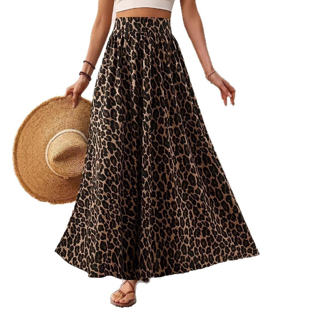 Khally Leopard Print Maxi Skirt