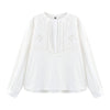 European And American Style Distressed Color Lace Embroidered Shirt