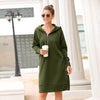 Autumn Hoodie Snap Button Midi Dress
