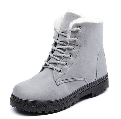 Women's Winter Snow Boots – Large Size Flat Cotton Shoes with Plush Lining