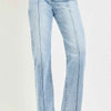 RISEN Tummy Control High Rise Straight Pin Tuck Jeans