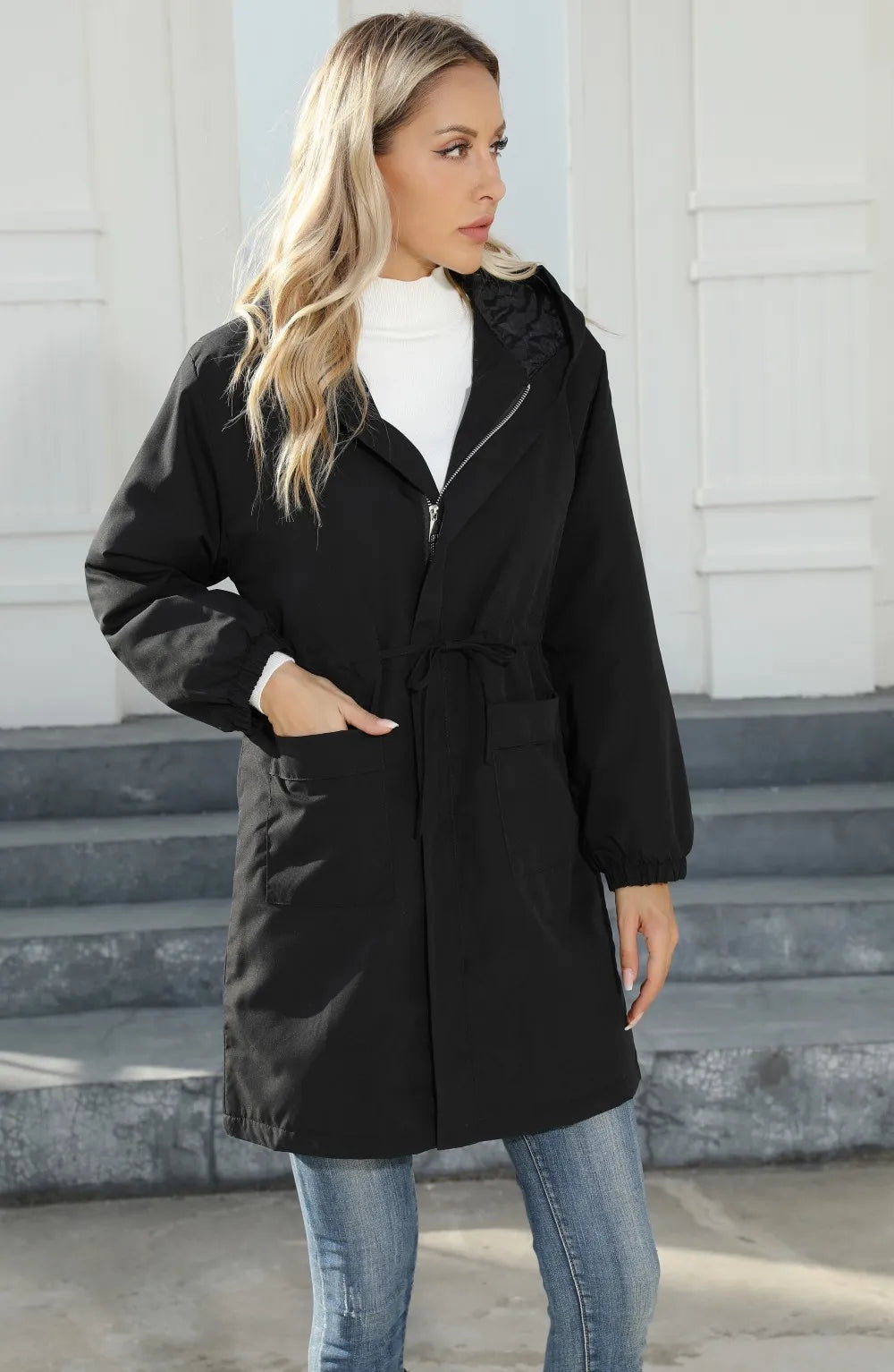 Flincter Hooded Fleece Trench Coat