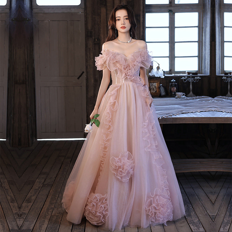 Blush Reverie schulterfreies Kleid