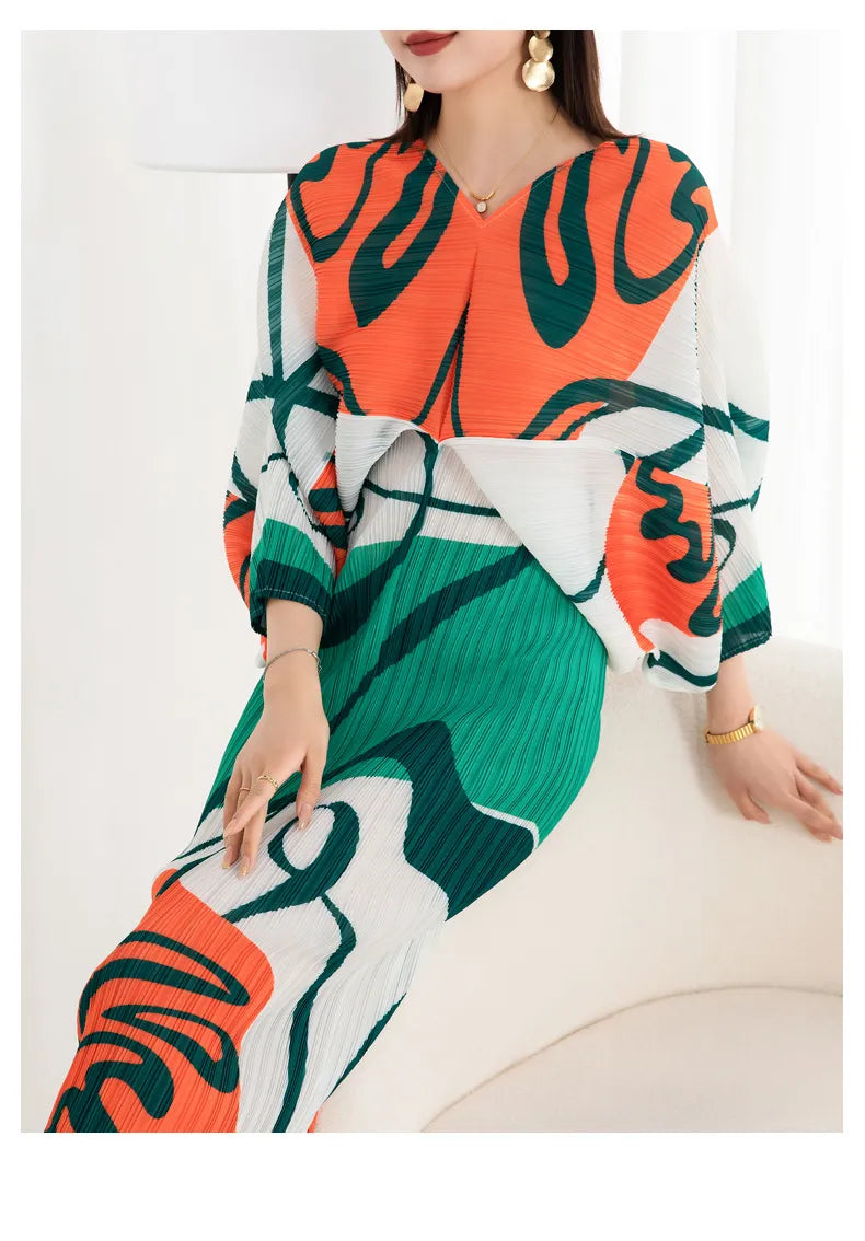 Geometric Harmony Batwing Dress