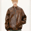 Retro Street Maillard Leather Rivet Coat