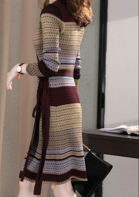 Robe midi minimaliste en tricot à manches longues