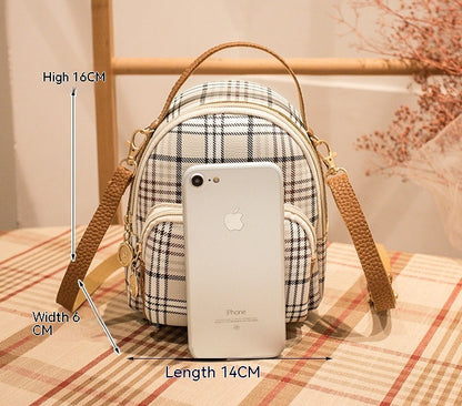 Trendy Plaid Backpack – Stylish Casual Portable Bag for Women