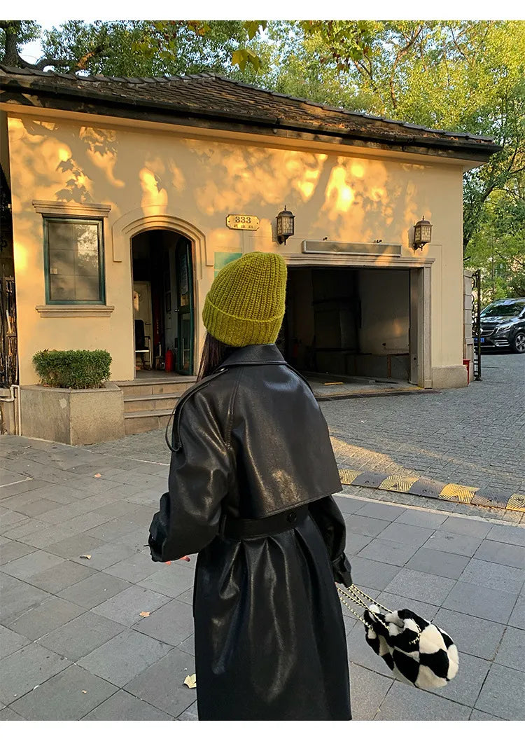 Advanced Sense schwarzer Ledermantel 