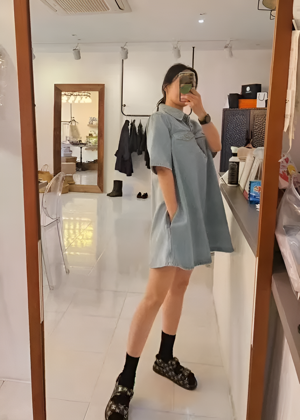 Blue Crush Washed Denim Minikleid