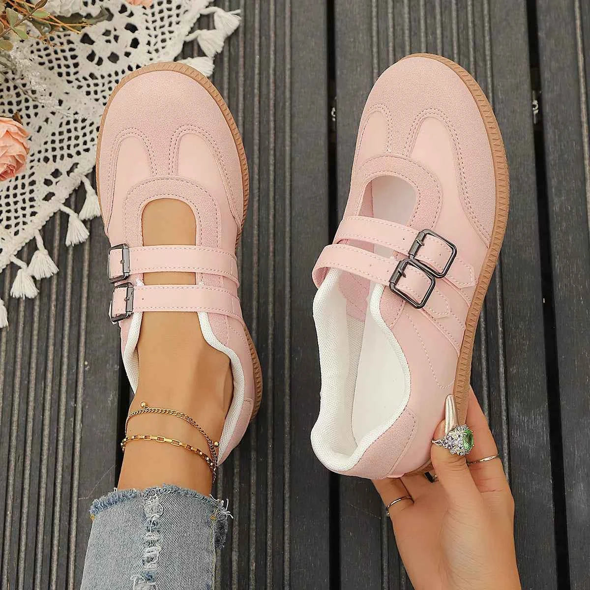 Buckle Strap Casual Sneakers