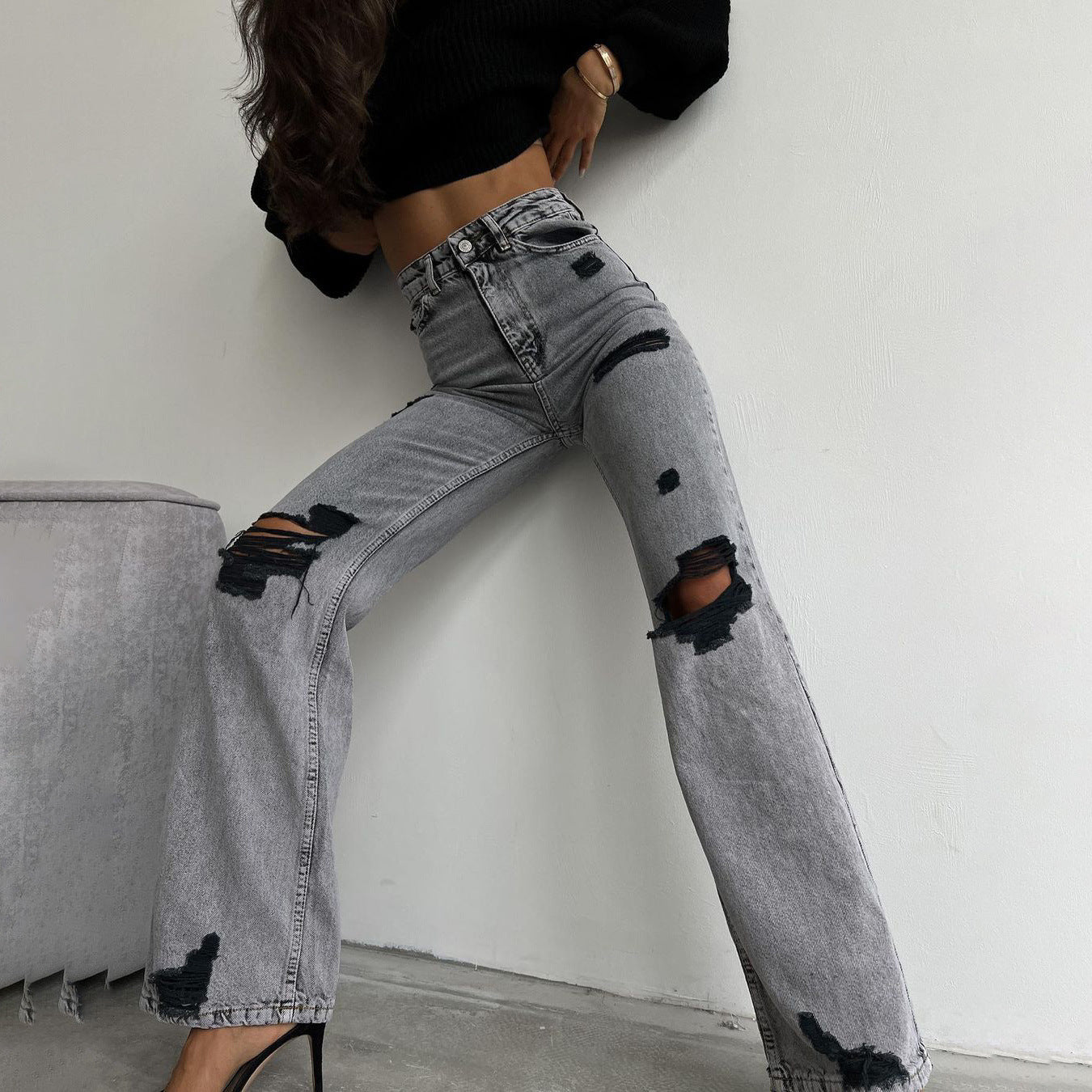 Bad Intentions Distressed Straight-Leg Jeans