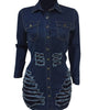 Lola Rebel – Shredded Denim Streetwear Mini Dress