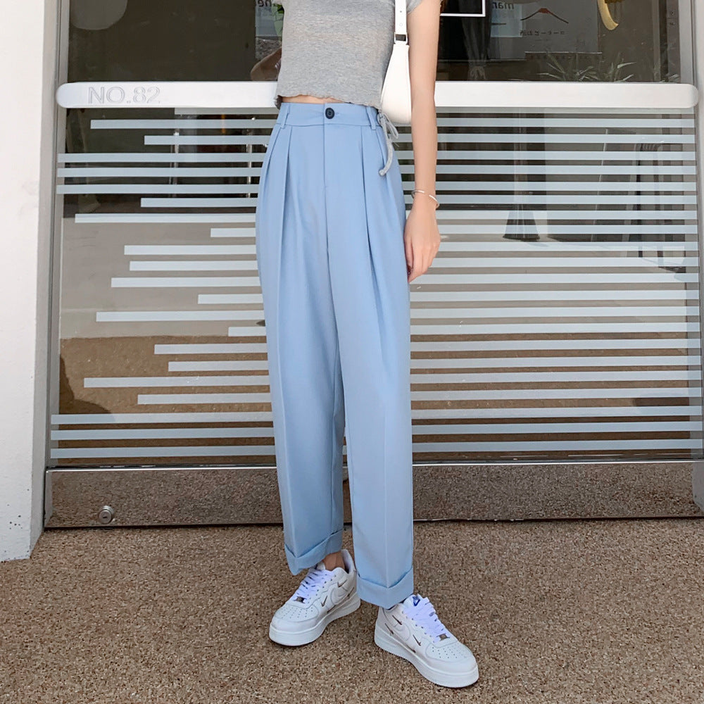 Crisp  High-Waist Pleated Trousers