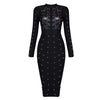 Eclipsed Beaded Illusion Bodycon Dress