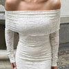 Elegant Off-Shoulder Lace Maxi Bodycon Dress