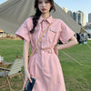 Vintage Charm High-Waisted Denim Dress