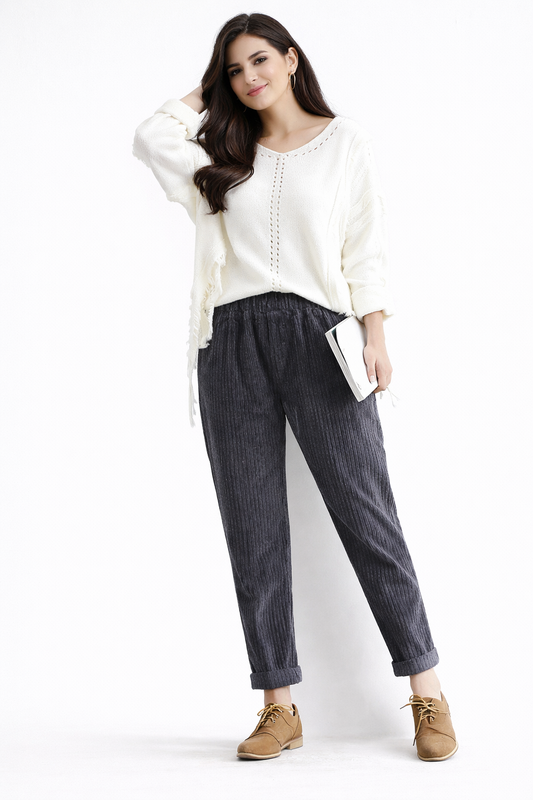 Chic et confortable : pantalon décontracté en velours côtelé