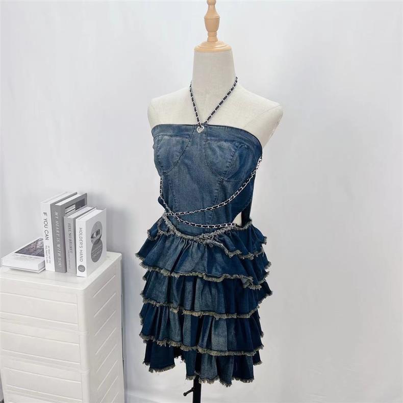 Robe mini en jean Worbae Millennium Tube Top